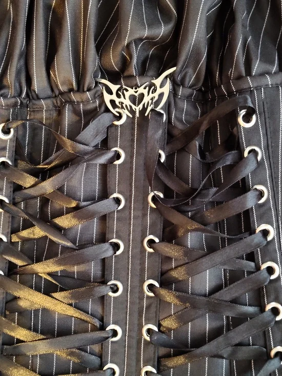 From Me 2 U Sirena Gothic Pinstripe Lace-Up Corset Dress - Picture 3 of 7